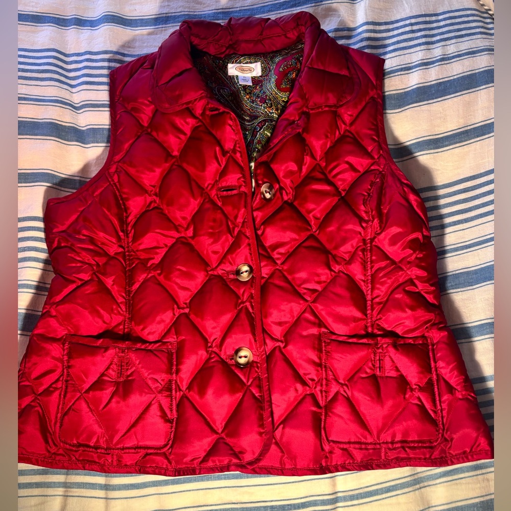 Red, Puffer, Pocket, Vest